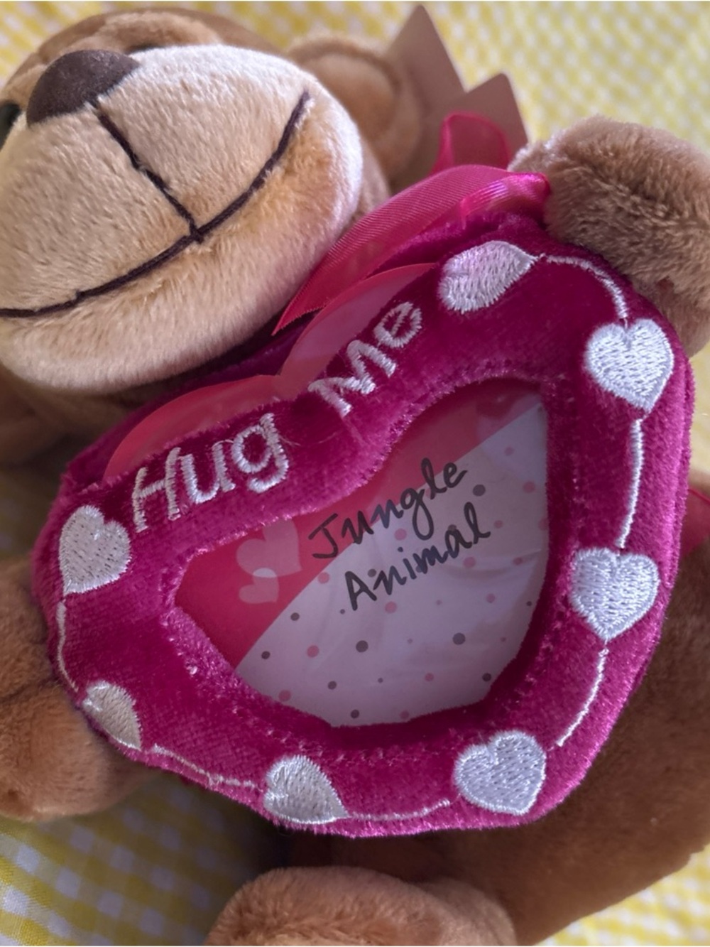 Plush Brown Monkey 'Hug Me' Stuffed Animal - Pink Heart Accessory pic frame - Picture 8 of 16
